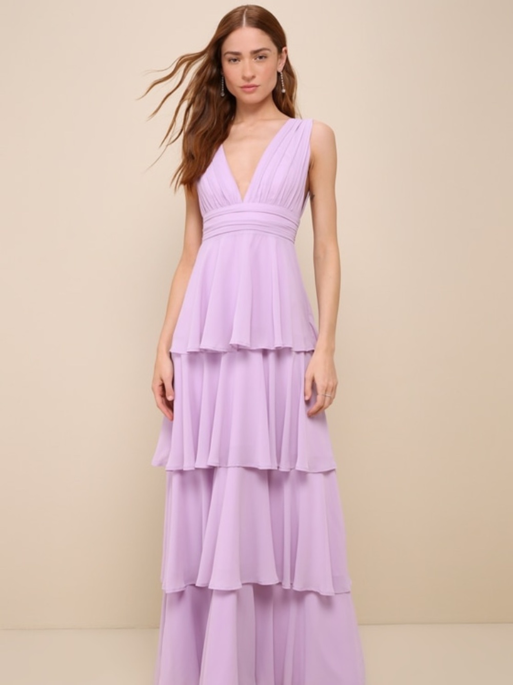 Lulus Amazing Evening Lavender Tiered Maxi Dress Purple - Size L